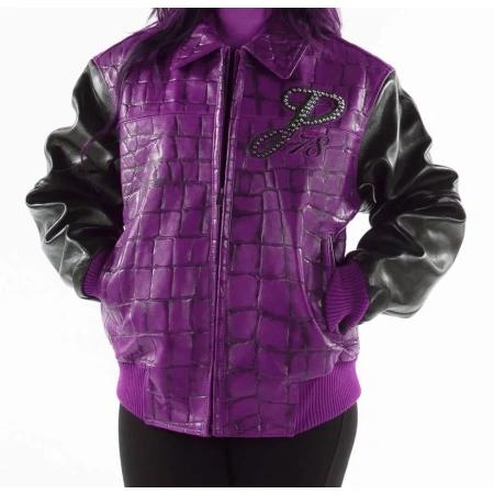 Pelle Pelle Exotic Studded Purple Black Jacket view 2