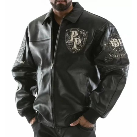 Pelle Pelle Black Encrusted Studded Leather Jacket view 2