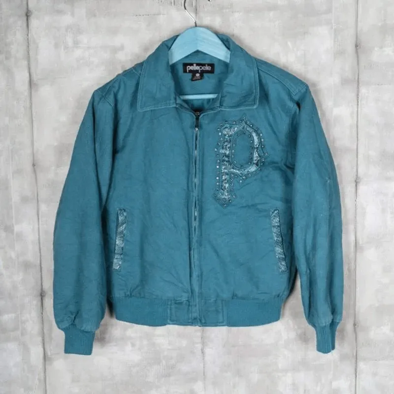 Vintage Turquoise Bomber Jacket | Marc Buchanan Pelle Pelle