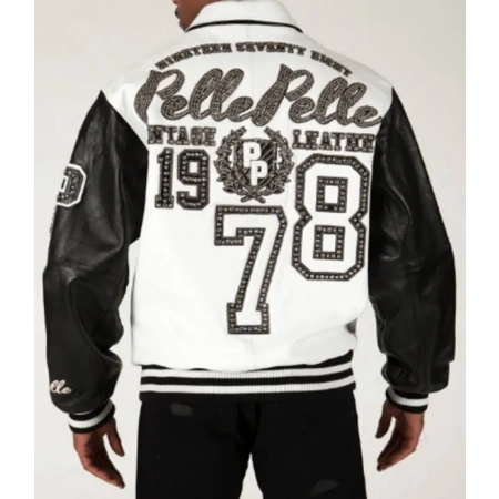 Pelle Pelle White Black Legend Varsity Jacket view 2