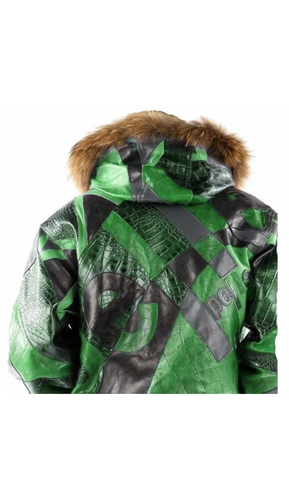 Bold Pelle Pelle Green Leather Jacket | Abstract Pattern Jacket