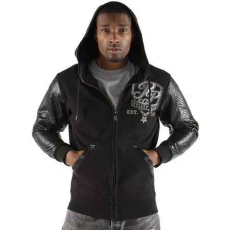 Pelle Pelle Black King of Thrones Hoodie | Pelle Pelle Store view 2