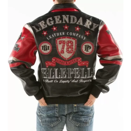 Pelle Pelle Black Red Encrusted Studded Leather Jacket