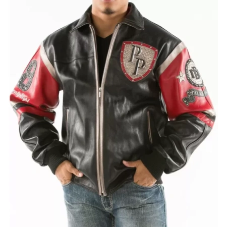 Pelle Pelle Black Red Encrusted Studded Leather Jacket view 2
