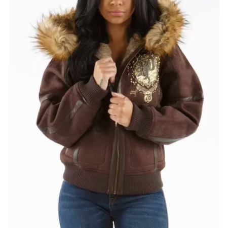 Brown Fur Hood Legendary Jacket | Pelle Pelle Store view 2