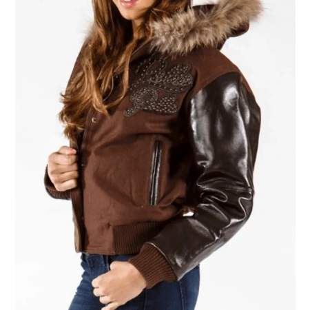 Pelle Pelle Brown Fur Hooded Wool Jacket view 2