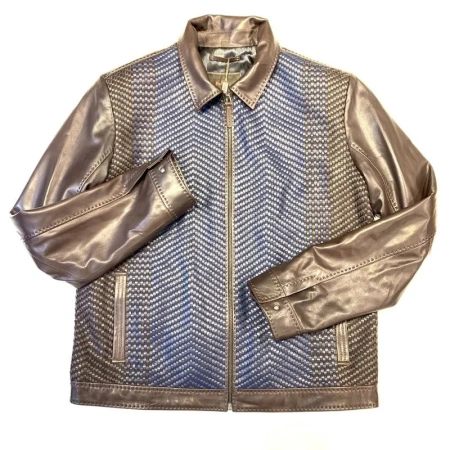 Pelle Pelle Chocolate Weaved Bomber Jacket view 3