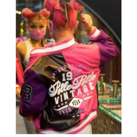 Pelle Pelle Black and Pink Leather Jacket | Wool Jacket view 2