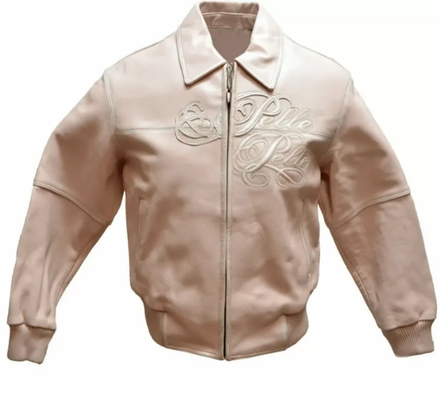Pelle Pelle Embroidered Light Pink Leather Jacket view 2