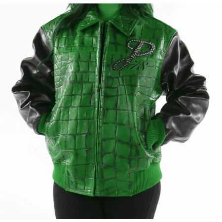 Classic Pelle Pelle Green Jacket | Studded Jacket view 2