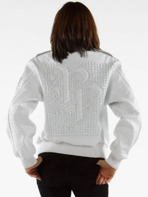 Ladies Leather White Jacket MB Bomber Pelle Pelle