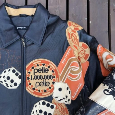 Bold Pelle Pelle Cards And Dice Black Leather Jacket view 3