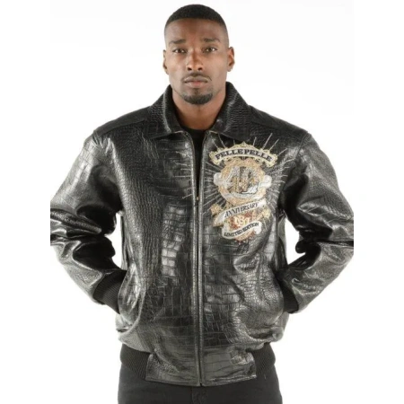 Pelle Pelle Mens 40th Anniversary Black Leather Jacket view 2
