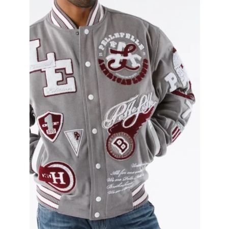 Pelle Pelle American Grey Varsity Jacket view 2