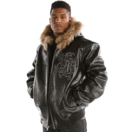 Pelle Pelle Crocodile Black Leather Jacket view 2