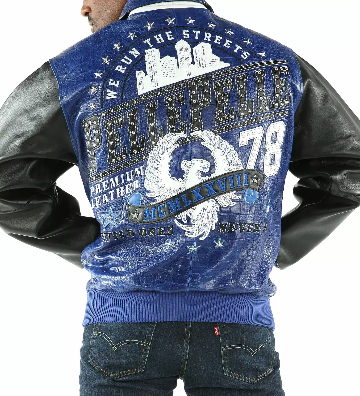 Pelle Pelle Leather Studded Blue Jacket