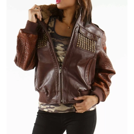 Pelle Pelle Bomber Fur Studded Jacket view 2