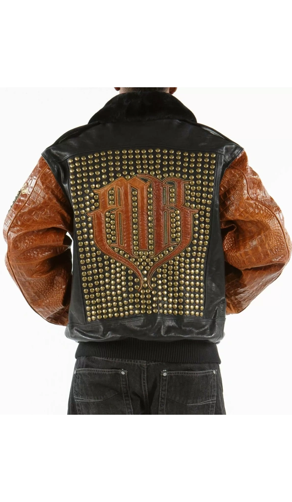 Pelle Pelle Black Brown Studded Jacket | Pelle Pelle Store