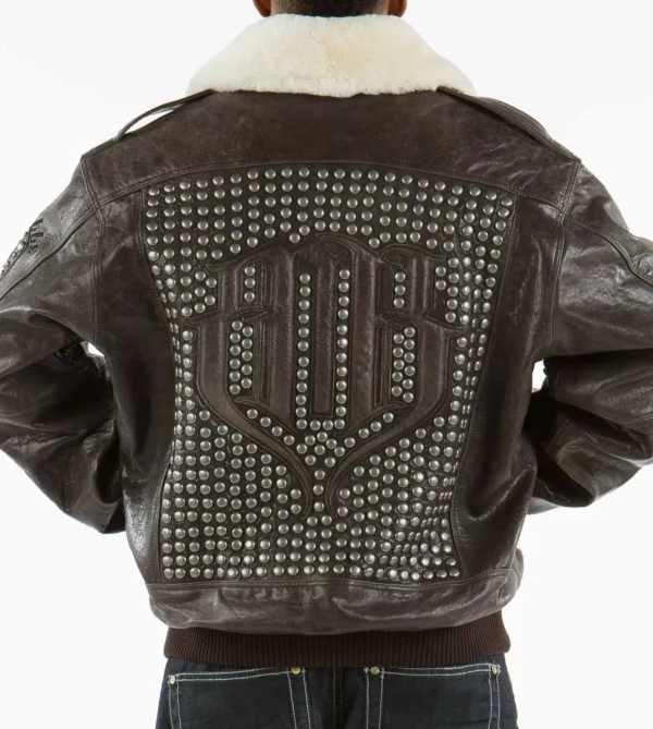 Pelle Pelle Dark Brown Studded Jacket | Pelle Pelle Store