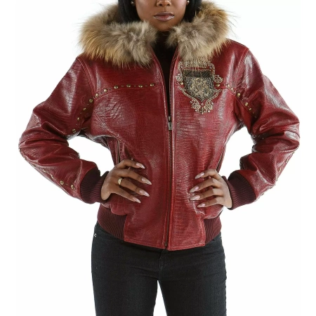 Pelle Pelle Red Hooded Studded Jacket view 2