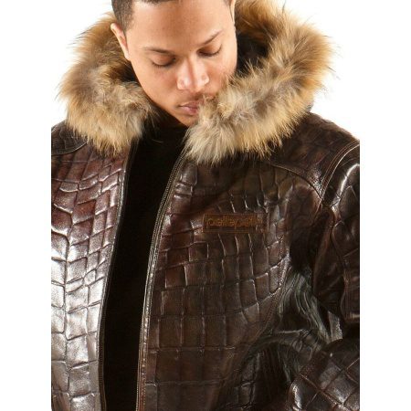 Pelle Pelle Crocodile Skin Brown Jacket view 3