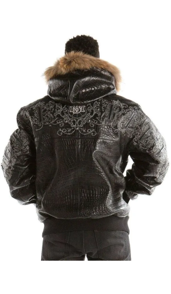 Pelle Pelle Crocodile Hooded Black Jacket
