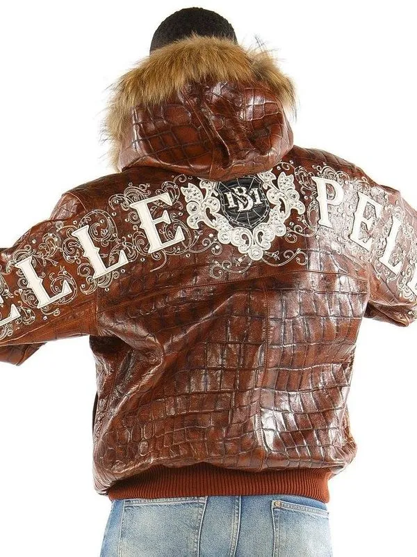 Pelle Pelle Crocodile Hooded Brown Jacket