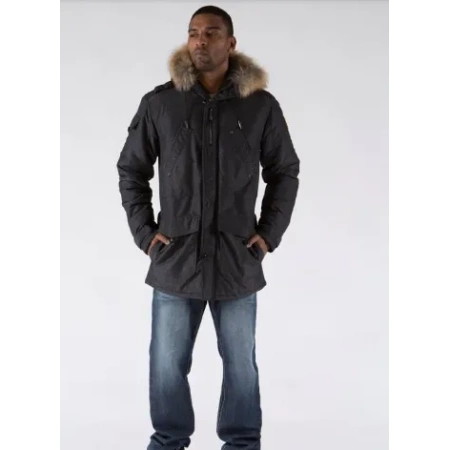 pelle pelle fur hooded denim long coat, pelle pelle store, pelle pelle jacket, black hooded jacket