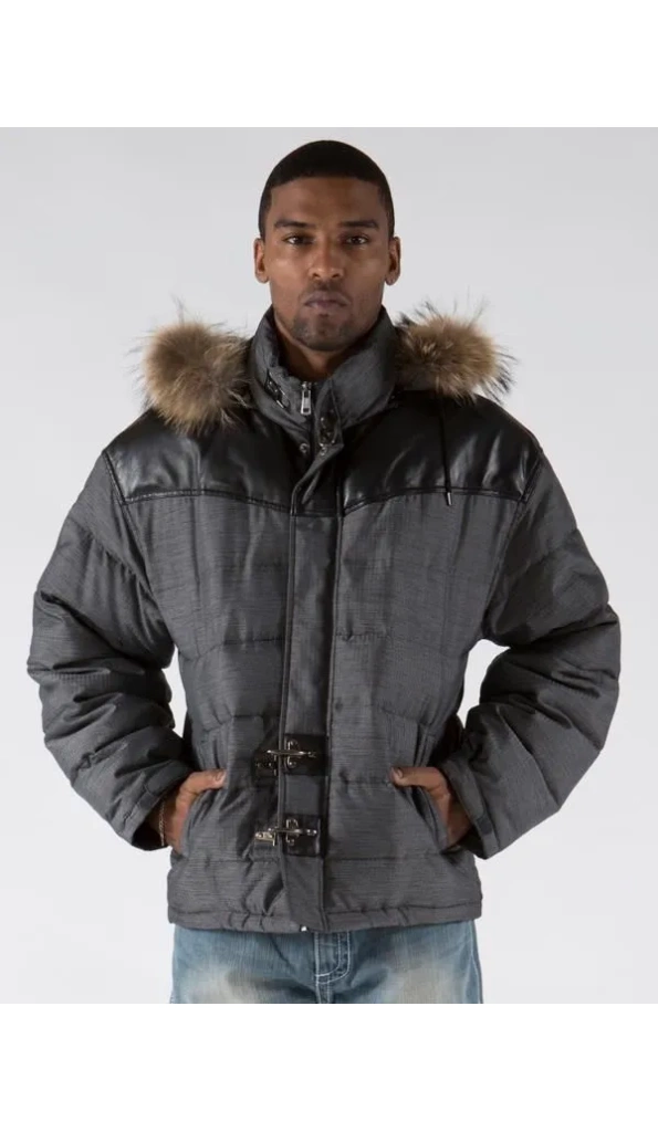Pelle Pelle Gray Fur Hooded Puffer Jacket