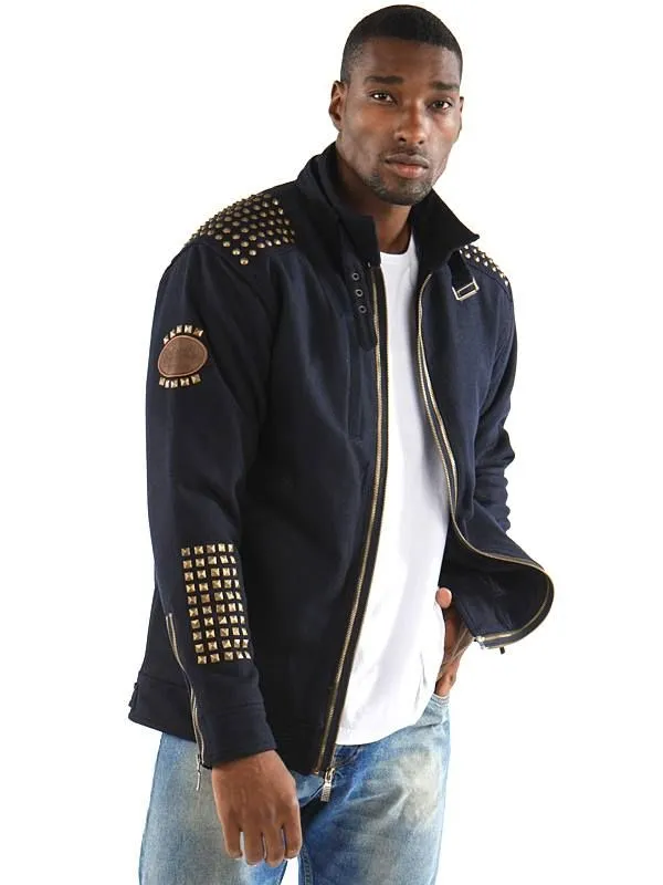 Pelle Pelle Navy Blue Stand Up Collar Jacket