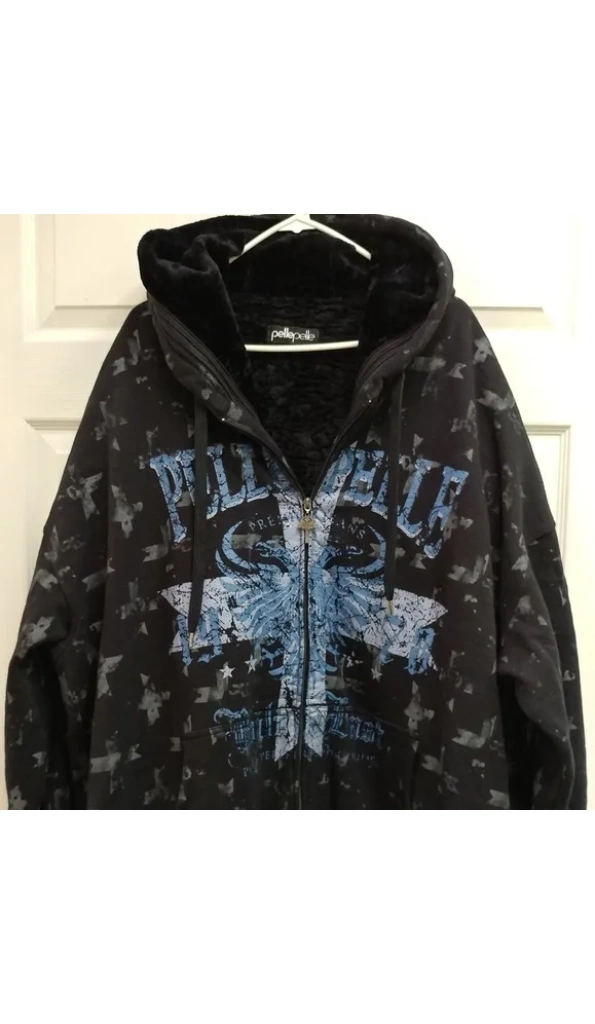 Pelle Pelle Mens Printed Black Hoodie