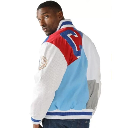 Pelle Pelle White And Blue Dunk Jacket view 2