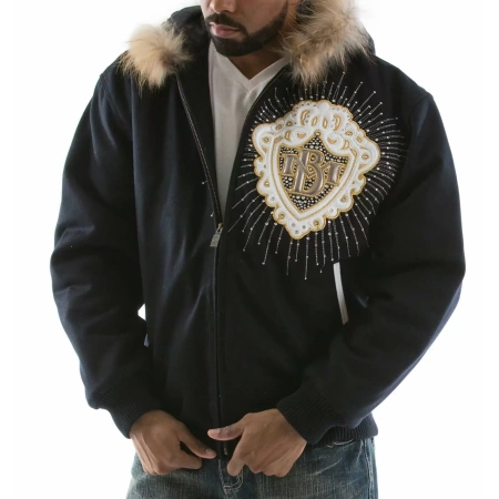 Pelle Pelle Navy Platinum Hood Jacket view 2