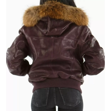 Pelle Pelle Purple Studded Fur Hood Jacket view 2