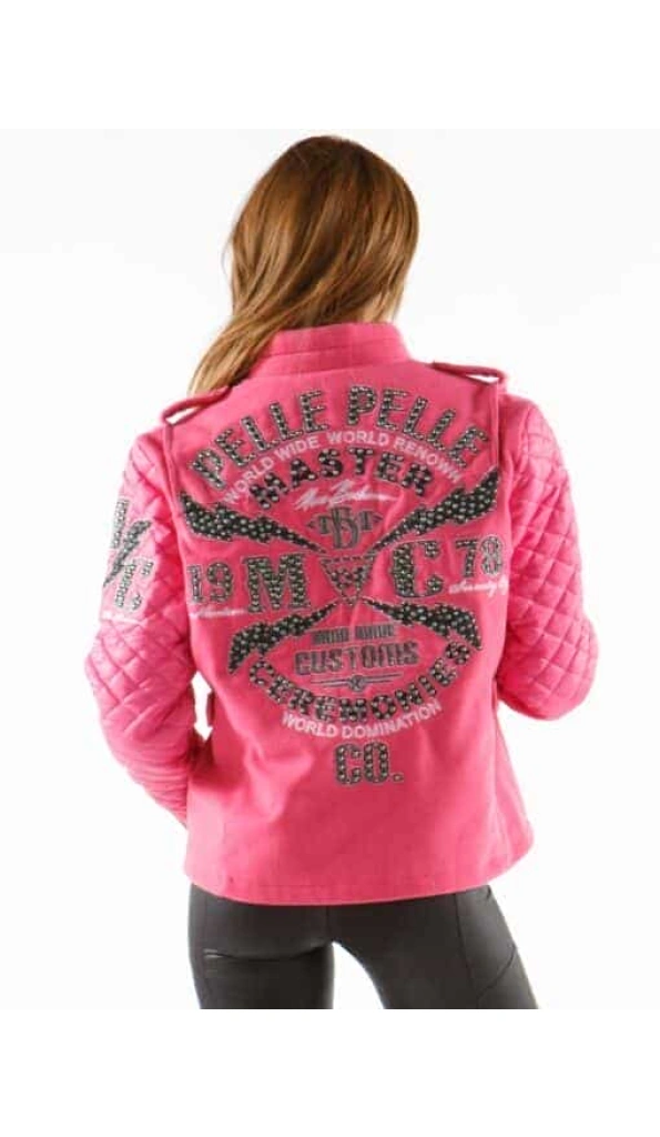 Pelle Pelle Pink Studded Varsity Jacket