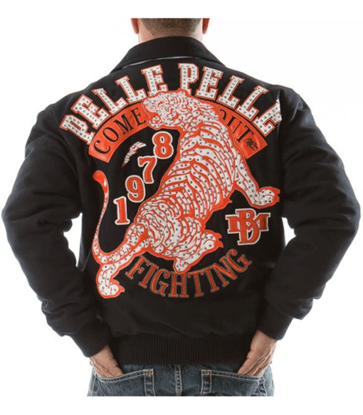 Navy Pelle Pelle Tiger Wool Jacket