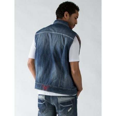 Bold Pelle Pelle Blue Sleeve Less Denim Jacket view 2