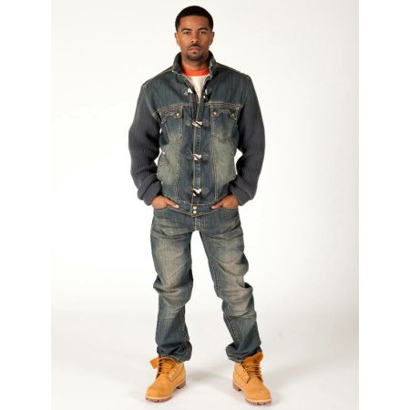 Bold Pelle Pelle Blue Jeans Jacket With Gray Sleeves view 3
