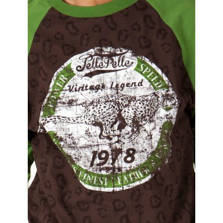Bold Pelle Pelle Brown T Shirt with Green Sleeves view 2