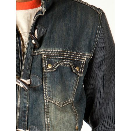 Bold Pelle Pelle Blue Jeans Jacket With Gray Sleeves view 4
