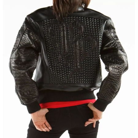 Black Pelle Pelle Bomber Fur Studded Jacket view 2