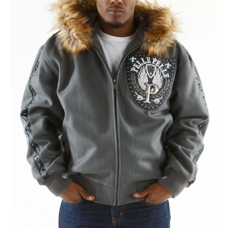 Grey Pelle Pelle Band of Brothers Hooded Jacket view 2