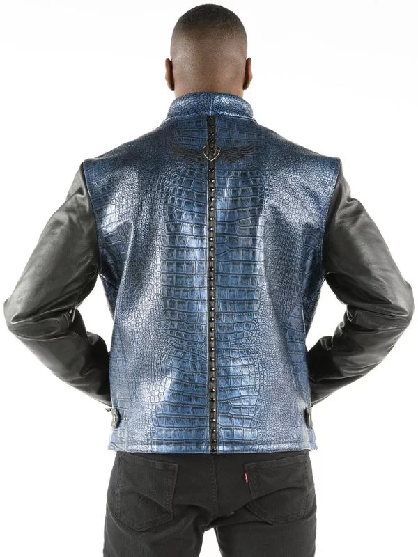 Exclusive Pelle Pelle China Collar Biker Blue Jacket view 2