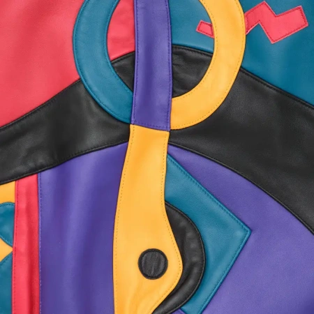 Pelle Pelle Picasso Plush Jacket | Red Blue Black view 3