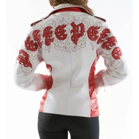 Pelle Pelle Red White Biker Leather Jacket view 2
