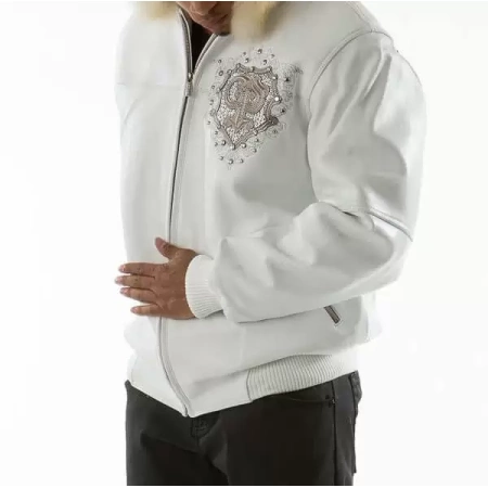 Pelle Pelle White PP Crest Fur Hood Jacket view 2
