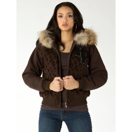 Authentic Pelle Pelle Women Brown Fur Hooded Jacket view 2