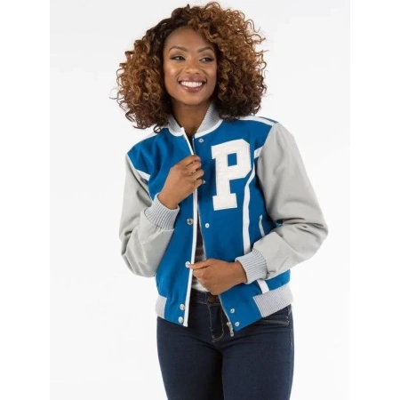 Authentic Pelle Pelle Womens Blue Varsity Jacket view 2
