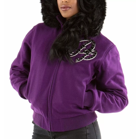 Purple Pelle Pelle Flying Heart Wool Jacket view 2
