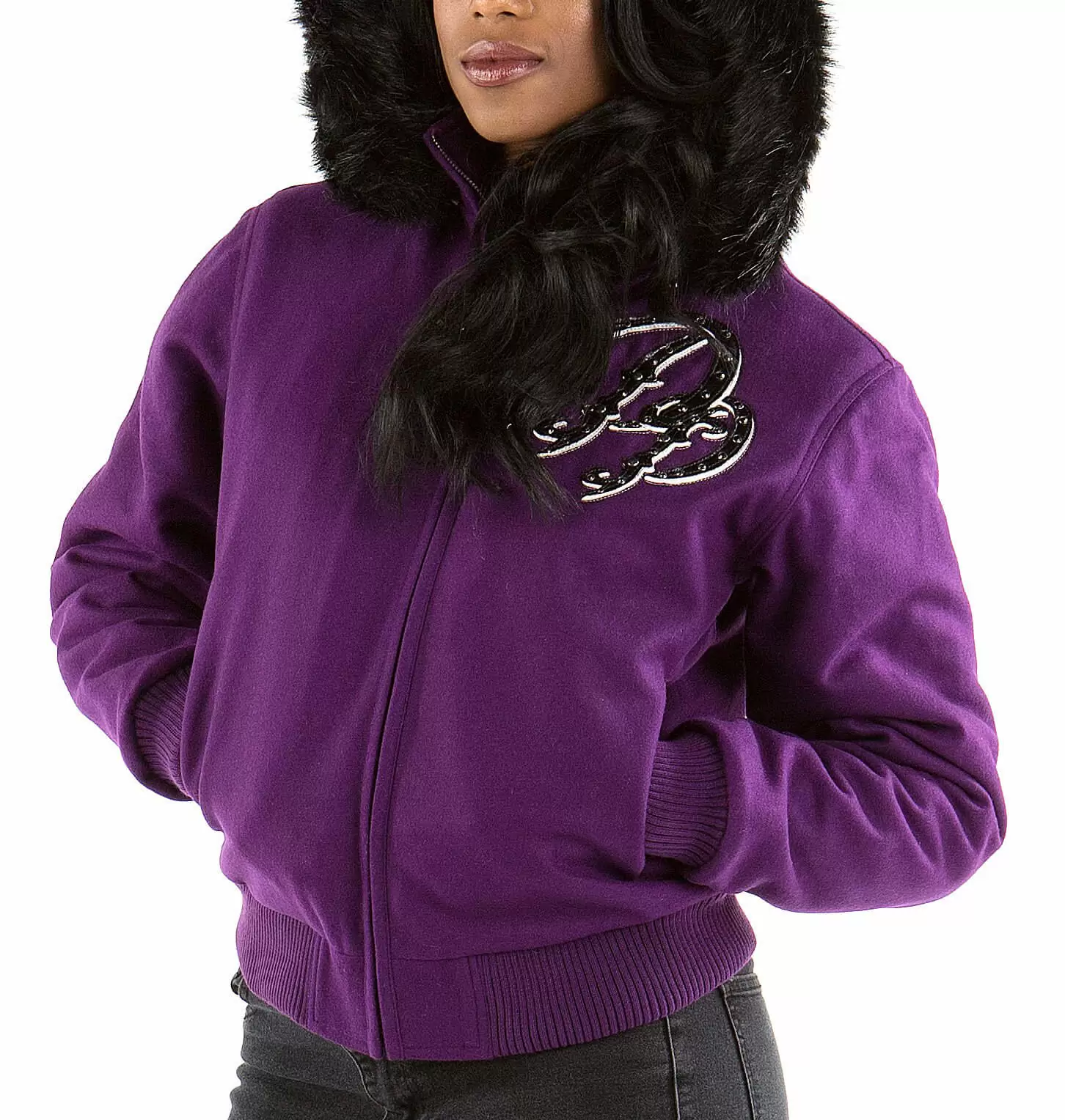 Purple Pelle Pelle Flying Heart Wool Jacket view 2
